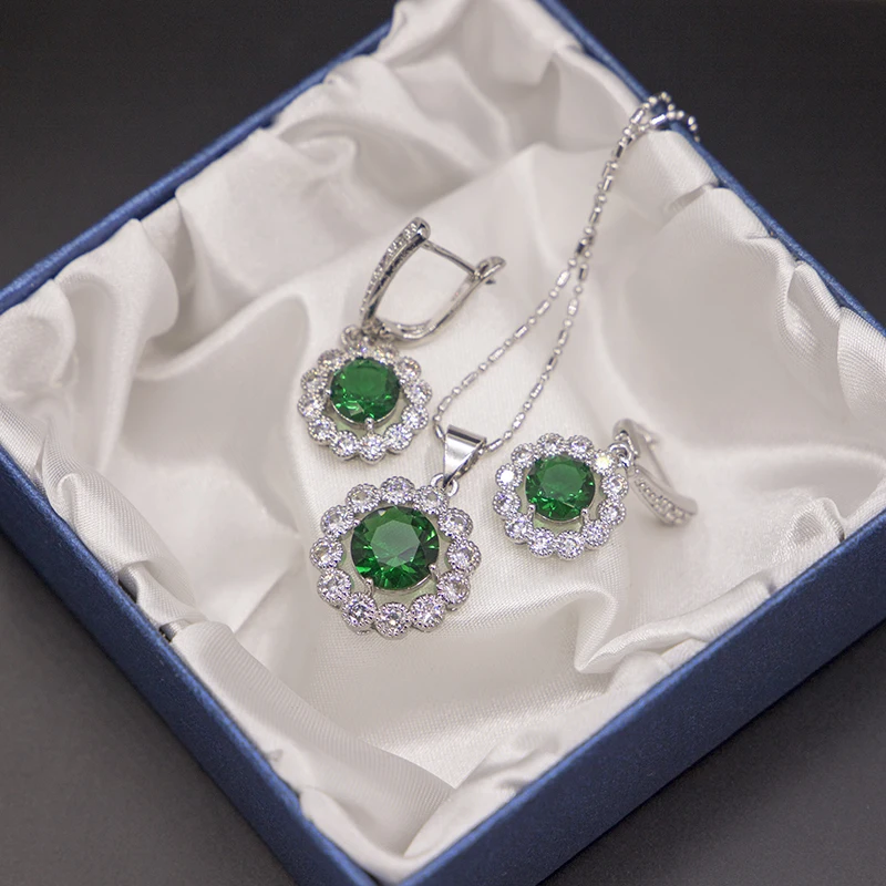 Wholesale Jewelry Fashion Pendant Necklace Costume Jewelry Aaa Cubic Zircon Crystal Set