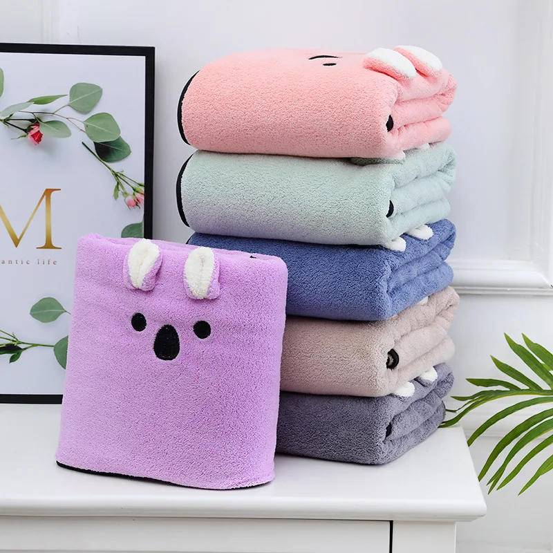 Оптовая Продажа с фабрики быстрое высыхание мягкое полотенце из микрофлиса милыми мультяшными 3D-ушками
