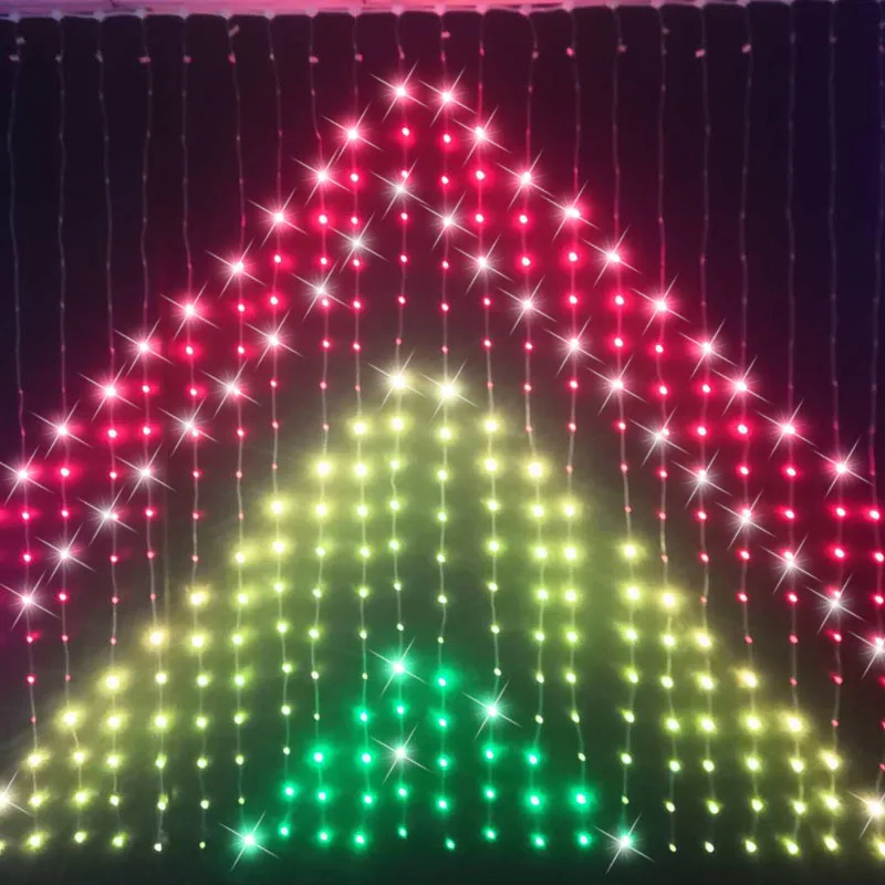 LED Illusion Point Control APP Programming Decoration Fairy String RGB Dynamic Screen 2 * 2 Voice Controlled Curtain String