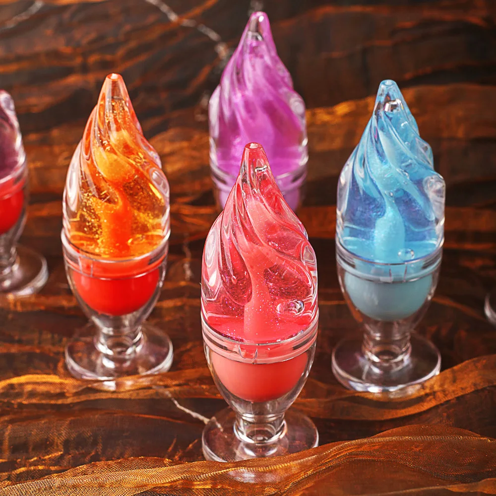 Wholesale Cosmetic Private Label Make Up Cute Ice Cream Sparkling Lip Gloss Flavoring Oil Tinted Lip Oil Lip gloss
