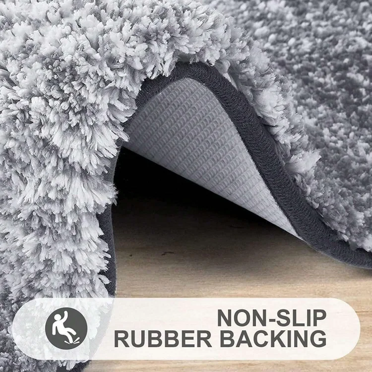 Custom Stripped Design Washable Anti-Slip Super Water Absorbent Shaggy Microfiber Bath Mat for Bathrooms