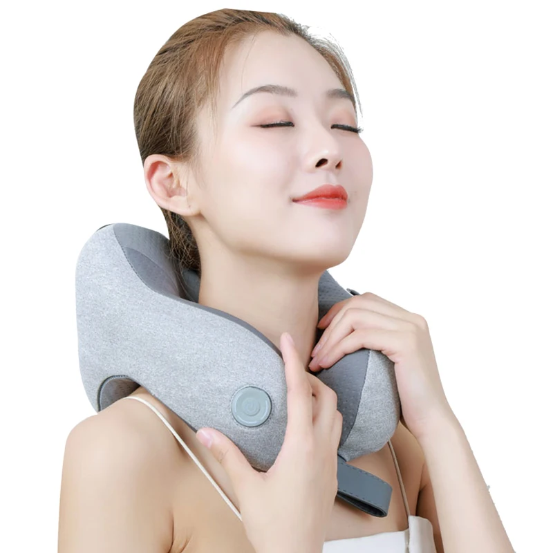 Smart Electric Wireless Rechargeable Neck Massager With Heat U Shape Travel Vibrating Neck Relaxation Massager