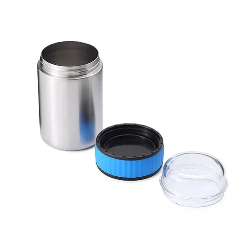 Outdoor Cute Paint Colorful Lunch Box 304 Stainless Steel Thermos Vaccum Insulated Kids Food Storage Jars with Transparent Lid