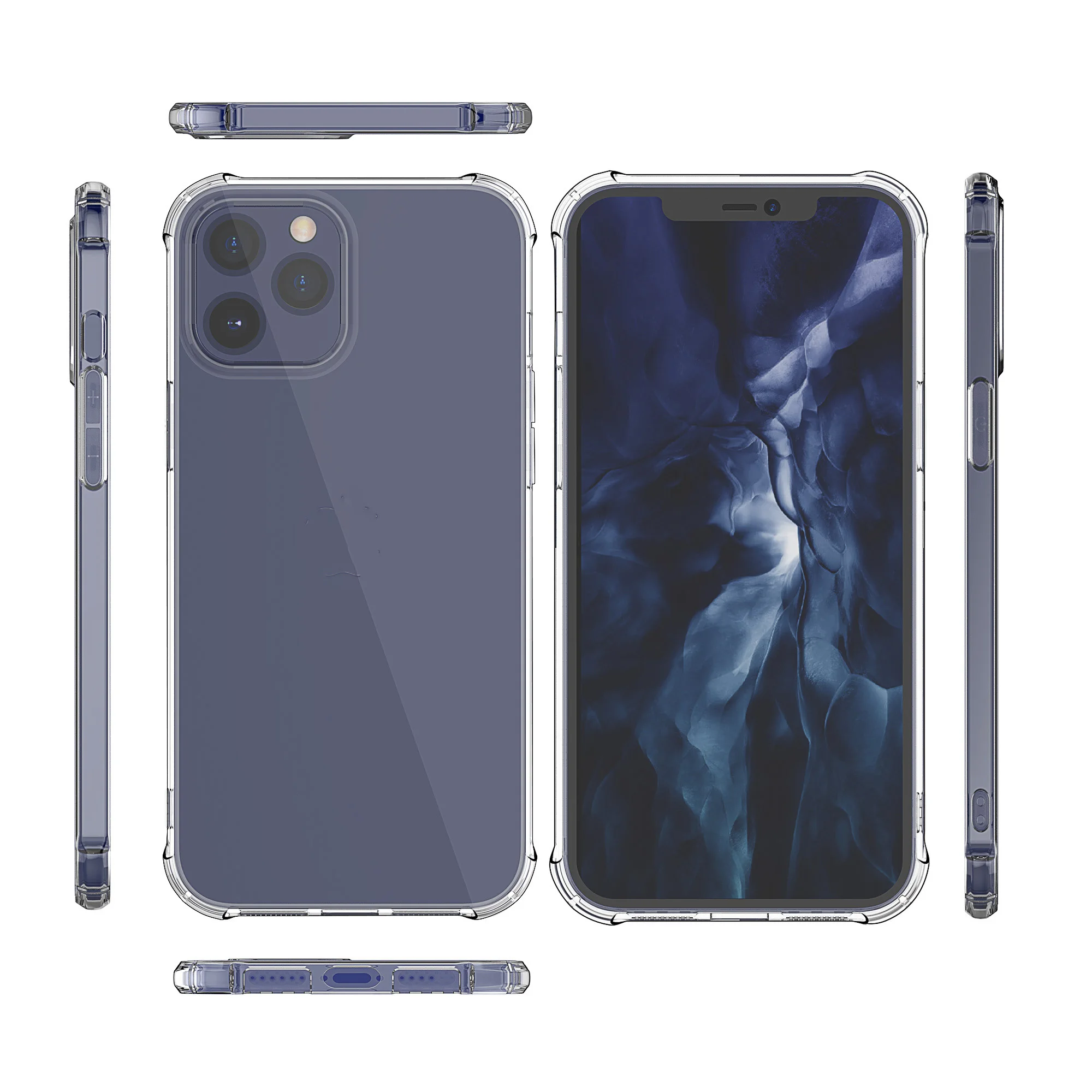 Wholesale Transparent Clear And black Soft TPU Shockproof Mobile Phone Cover For Iphone 12/12Pro/12Max/12Pro Max  2020 Case