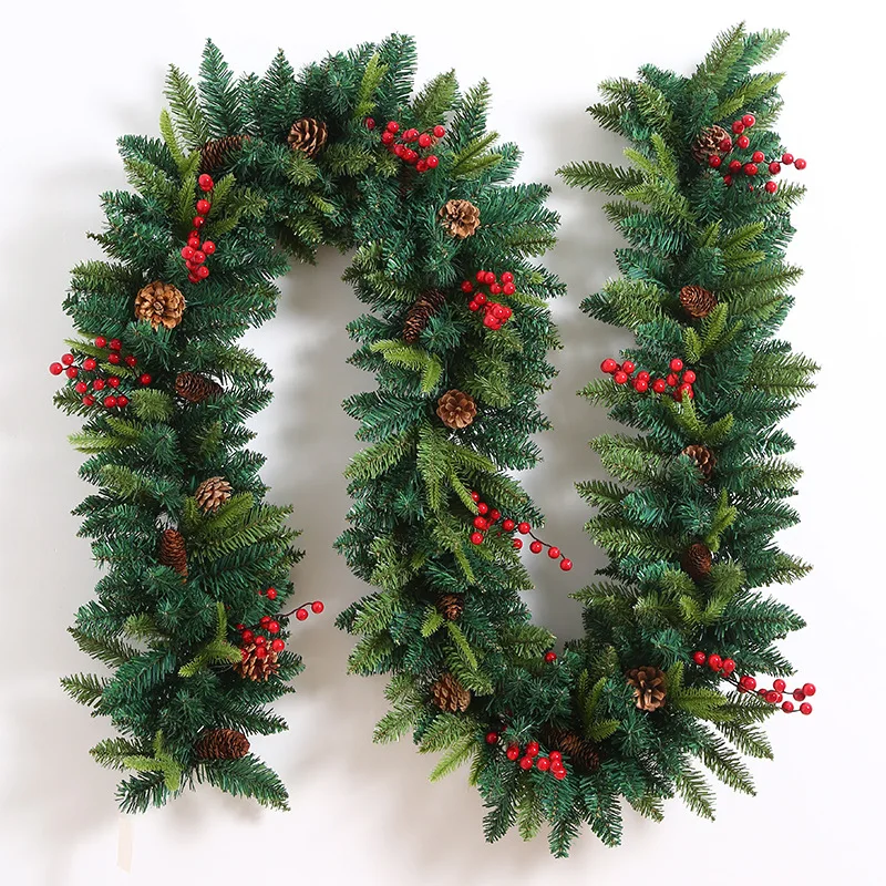 270cm PVC+PE Green plant large pine wreath Home escalator door frame decoration christmas tree pine
