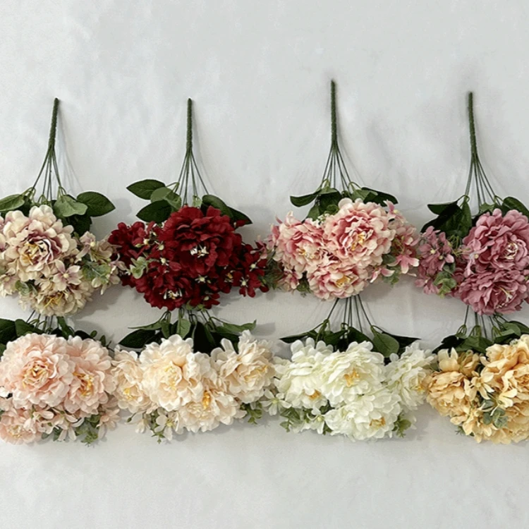 Peony Flower Bouquet Artificial Silk Peony Flower Bouquet 7 Heads Wedding Table Centerpiece Realistic Peony Bouquet Party Decor