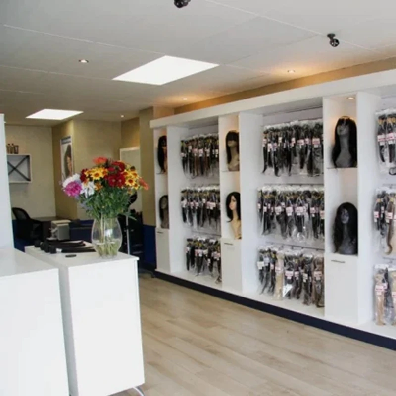 Hair salon display shelf cabinet hair store interior decoration fixture showcase customized wig shop display furniture