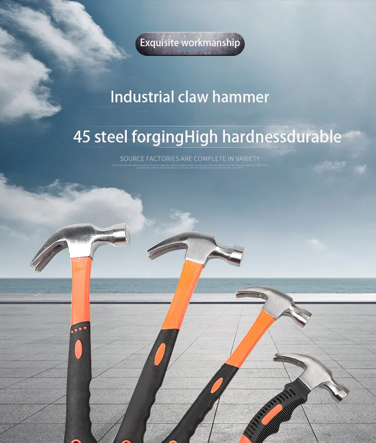 Steel heavy duty hammer claw pitted surface suction nail hammer with fiber handle