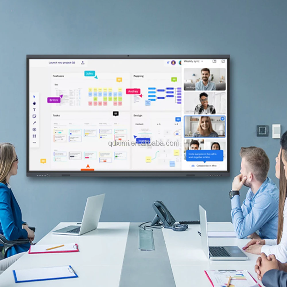 QDE 55 65 75 85 86 98 110 Inch  interactive pen ifpd portable smart board portable electronic interactive whiteboard