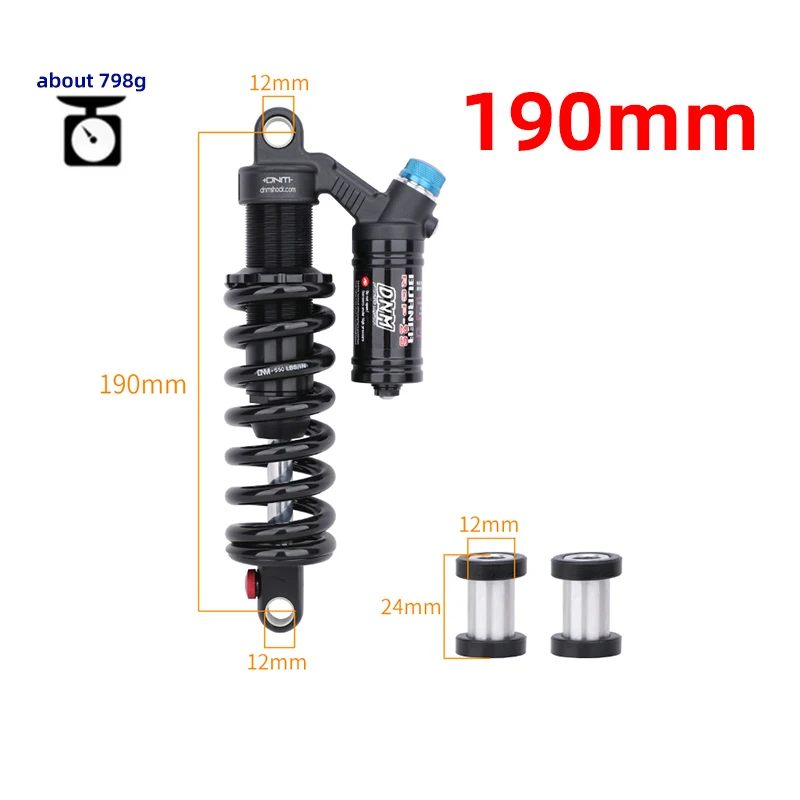 DNM RCP2S mountain bike rear shock absorber 550LBS spring soft tail 165mm/190mm/200/210/220/240mm bicycle shock absorber