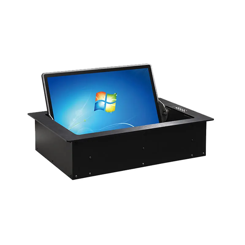 Junnan 15.6 conference system desktop flip hidden motorized lcd monitor lift comput monitor lift lcd monitor flip mechanism