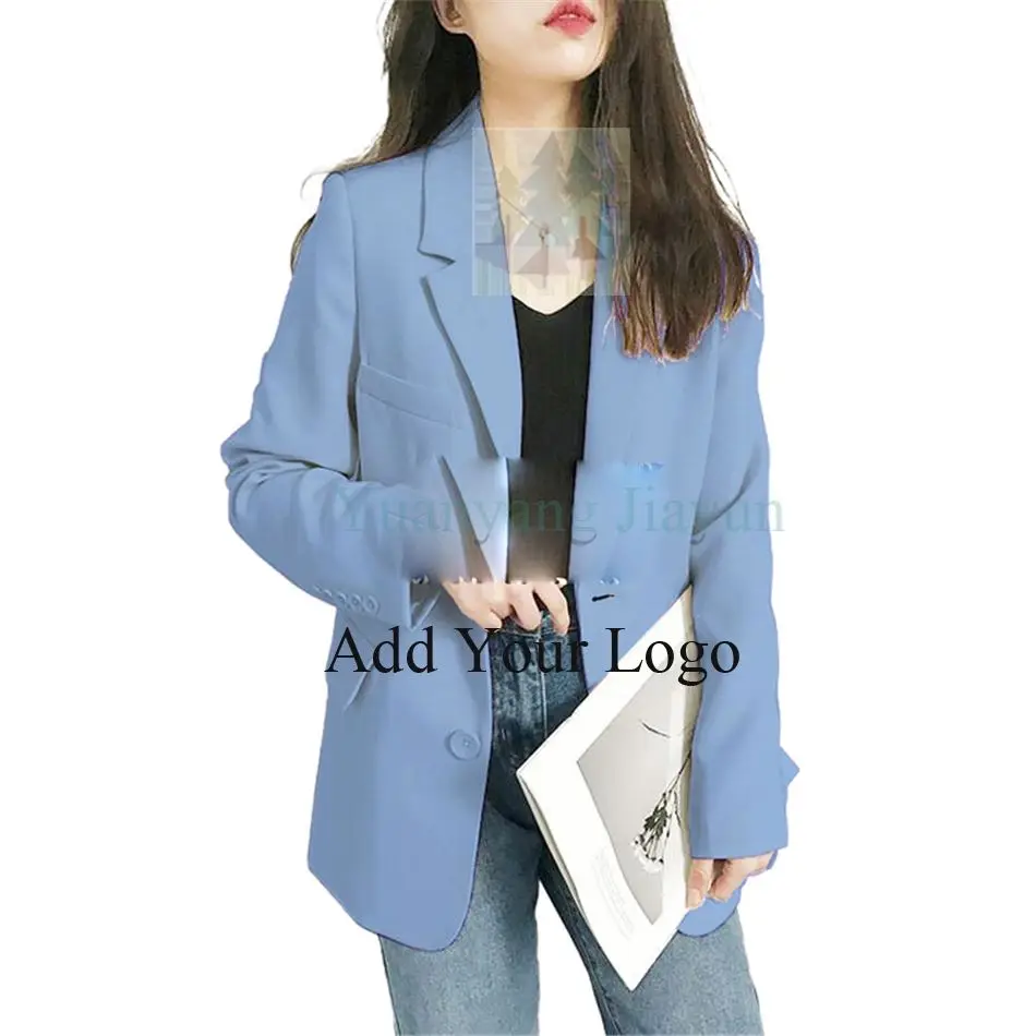 Casual Long Style Uniform Blazer Plus Size Blazer Women Simple Single Breasted