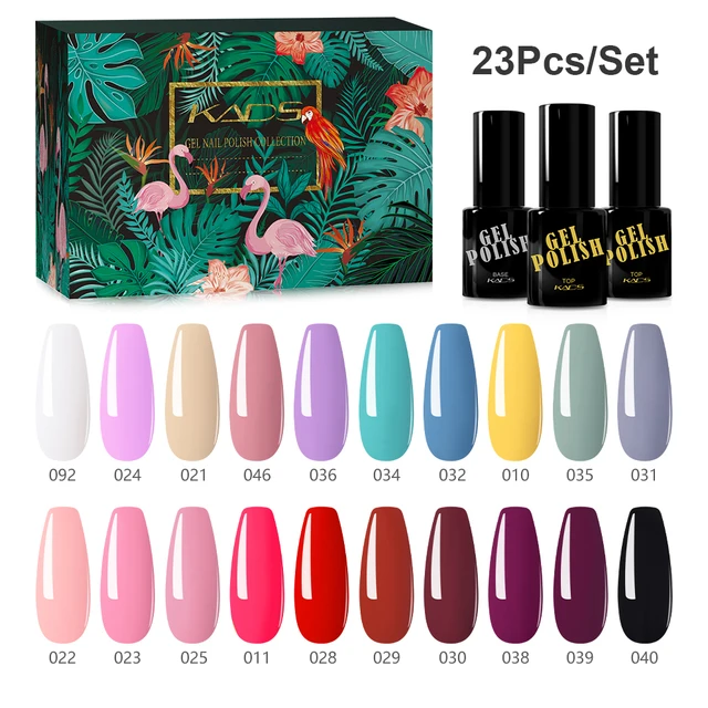 KADS 23pcs Semi Permanent Led Gel Varnish Soak Off Nail Lacquers Base Matte Top Coat Nail Gel Polish Set
