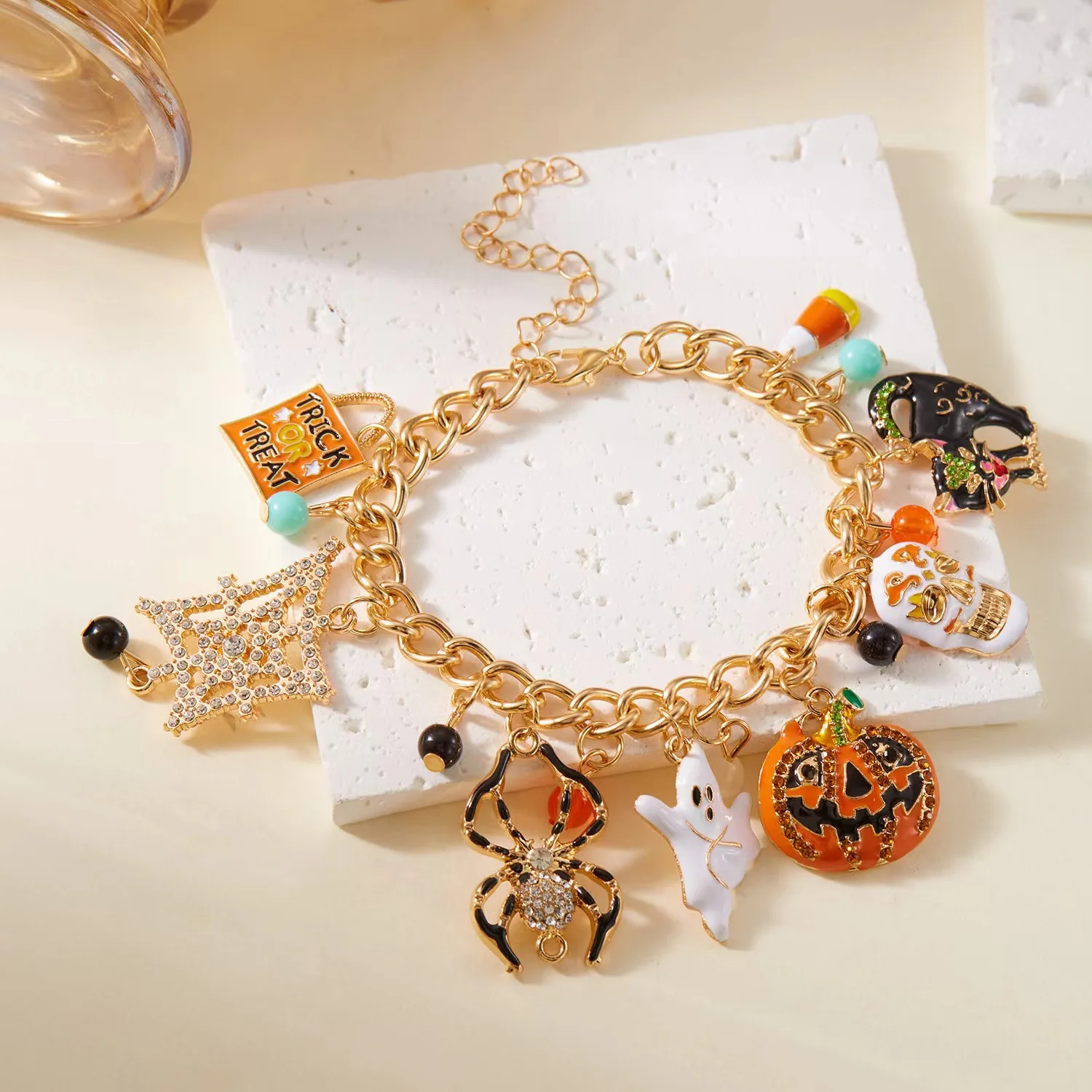 Popular character Halloween holiday hand jewelry dripping cartoon pumpkin skull Ghost spider Halloween jewelry