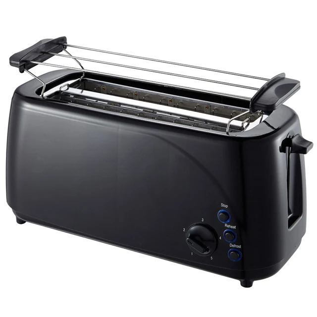 Фабрика пластиковых тостеров с грилем для домашнего использования, 4 ломтика для завтрака, умный всплывающий тостер для хлеба, сэндвич-мейкер