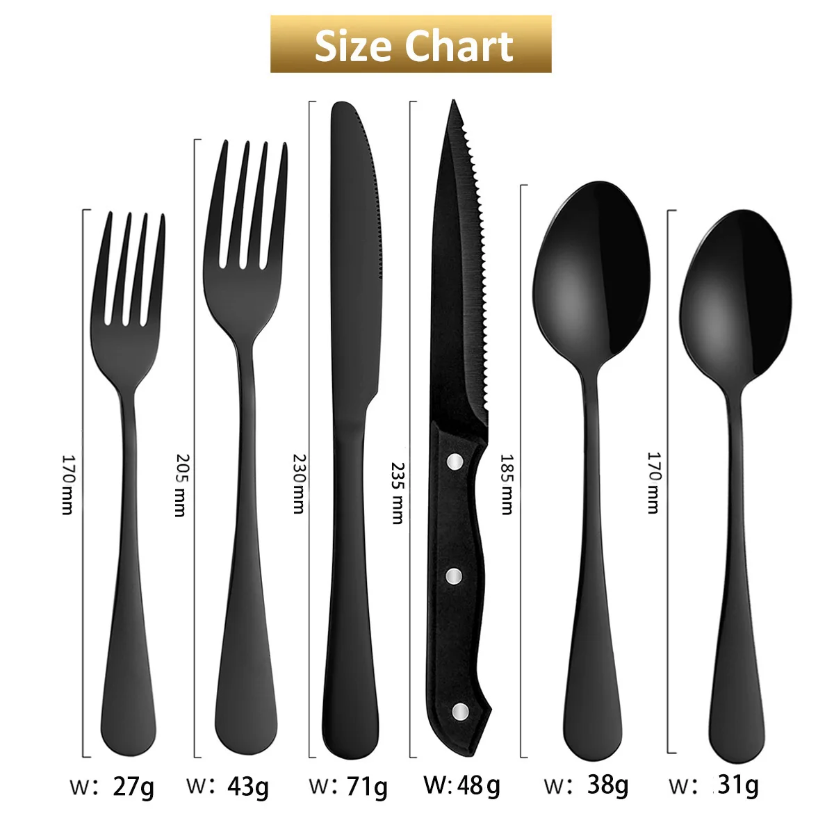 QZQ High Quality Bulk Bestek Hotel Home Knife Spoon Fork Set Wedding Silver Black Silverwar Flatware Stainless Steel Cutlery Set