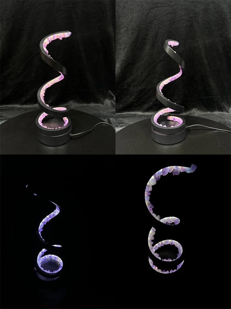 Hot Sale Natural Crystal DIY LED Light Gemstone Semi-precious Crafts Different Shape Amethyst Lamp for Ornament