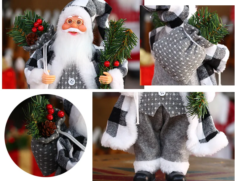New 30 cm standing white bearded Santa Claus doll dwarf Santa Claus decorative ornaments (Factory direct sales)