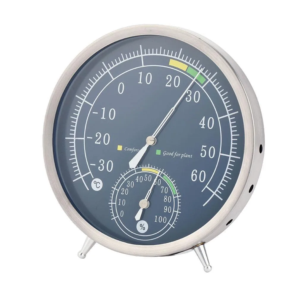 Premium Stainless Steel Dial Hygrometer Thermometer Standing Indoor Room Temperature Humidity Meter Household Thermometers