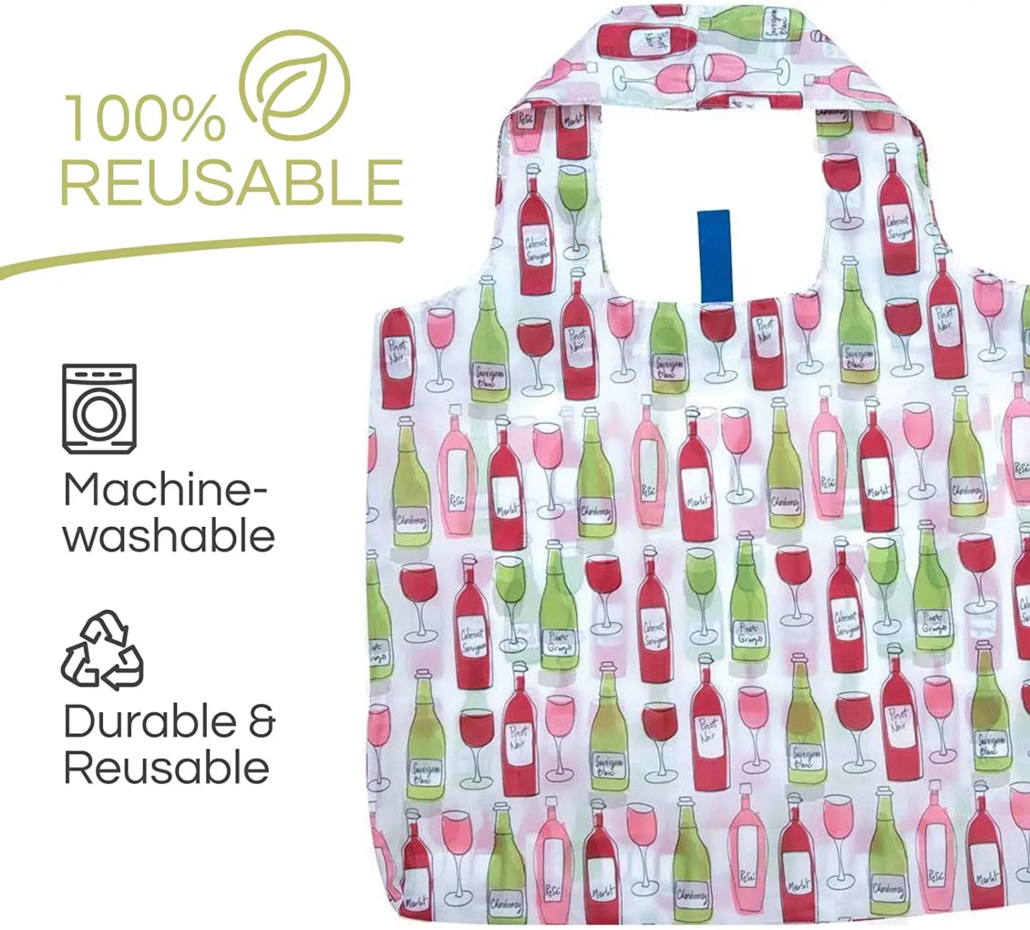 Hot sale eco-friendly promotional polyester RPET recycled foldable shopping bag with handle holder