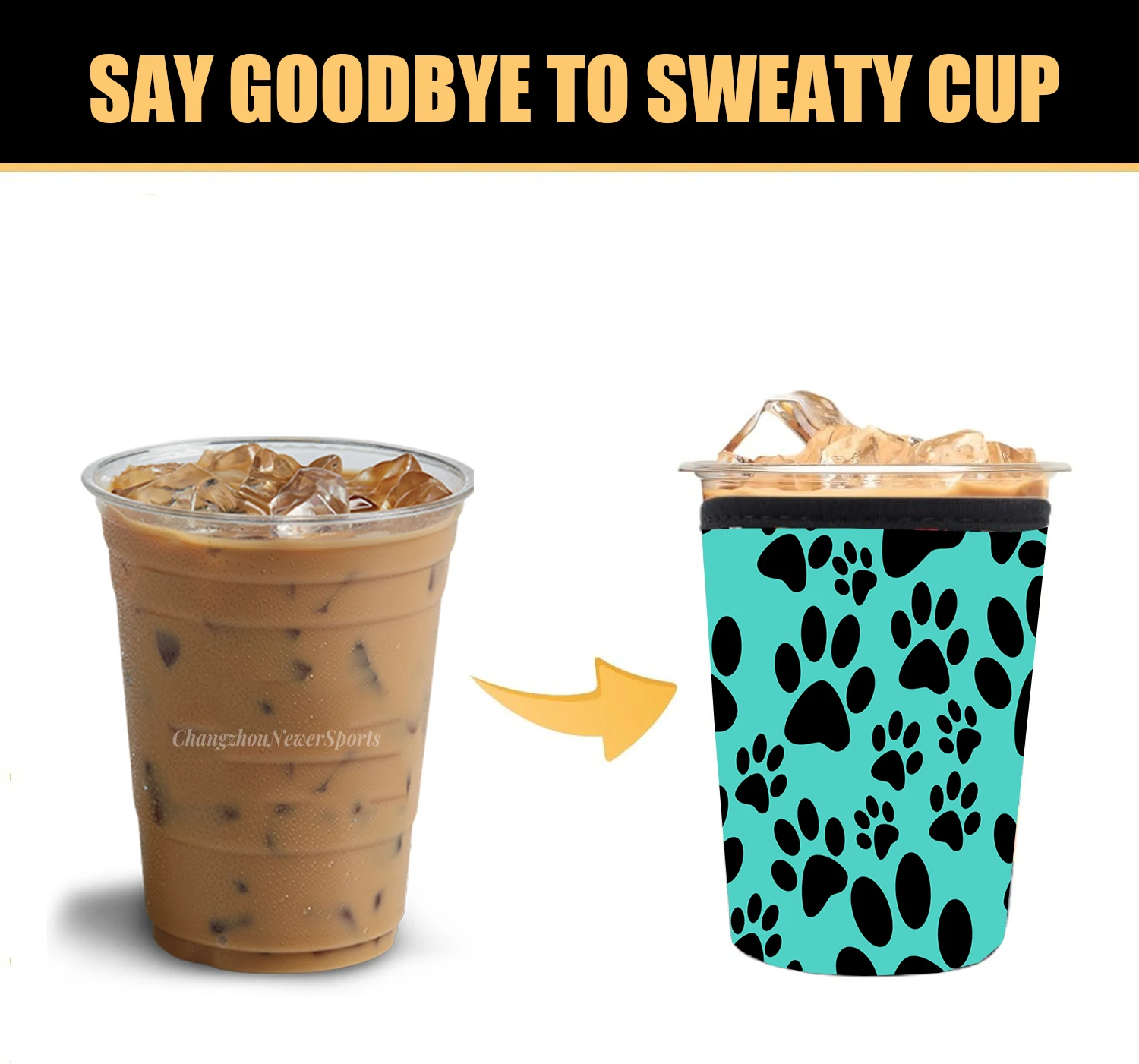 Wholesale durable Non Slip Surface custom logo Cold Drinks Beverages 3 Pack Reusable Neoprene Coffee Cup Sleeve with Handle