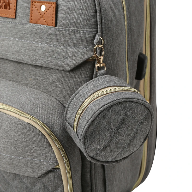 Amazon Hot Selling Fashion Mom Nappy Bag Waterproof Travel Backpack Multifunctional Crib Diaper Bag With Mosquito Net