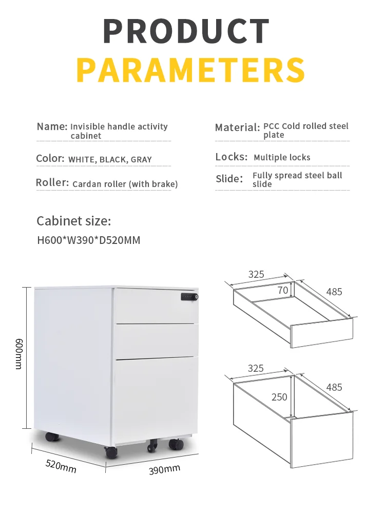 Design Customized Color Office Movable Drawer Filing Cabinet Bedroom Furniture Durable School Desk 3 Drawer Modern Small Cabinet