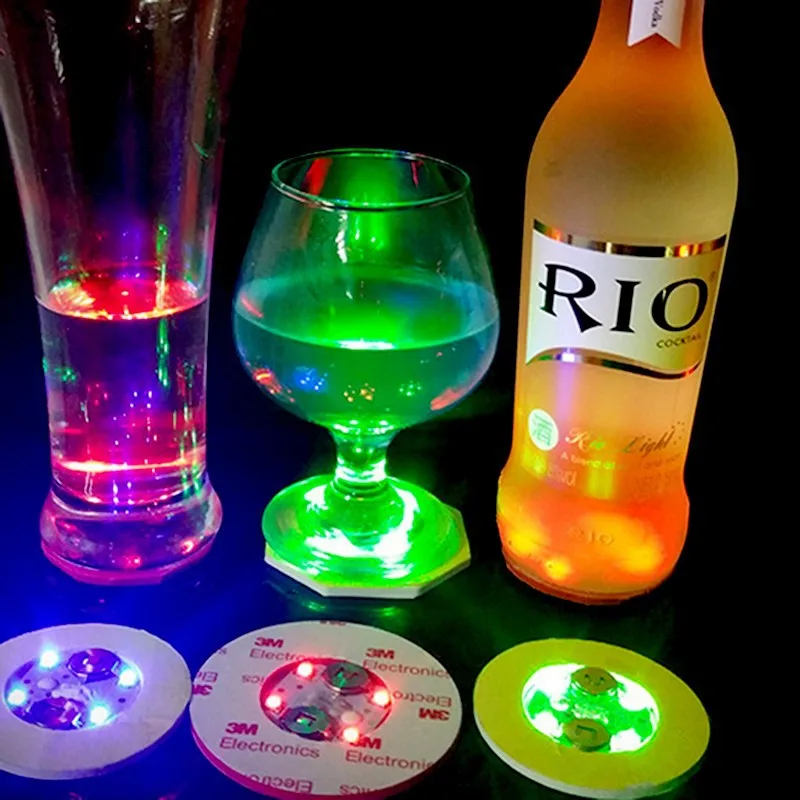 Glow led wine glasses whiskey luminous base for cups bottle