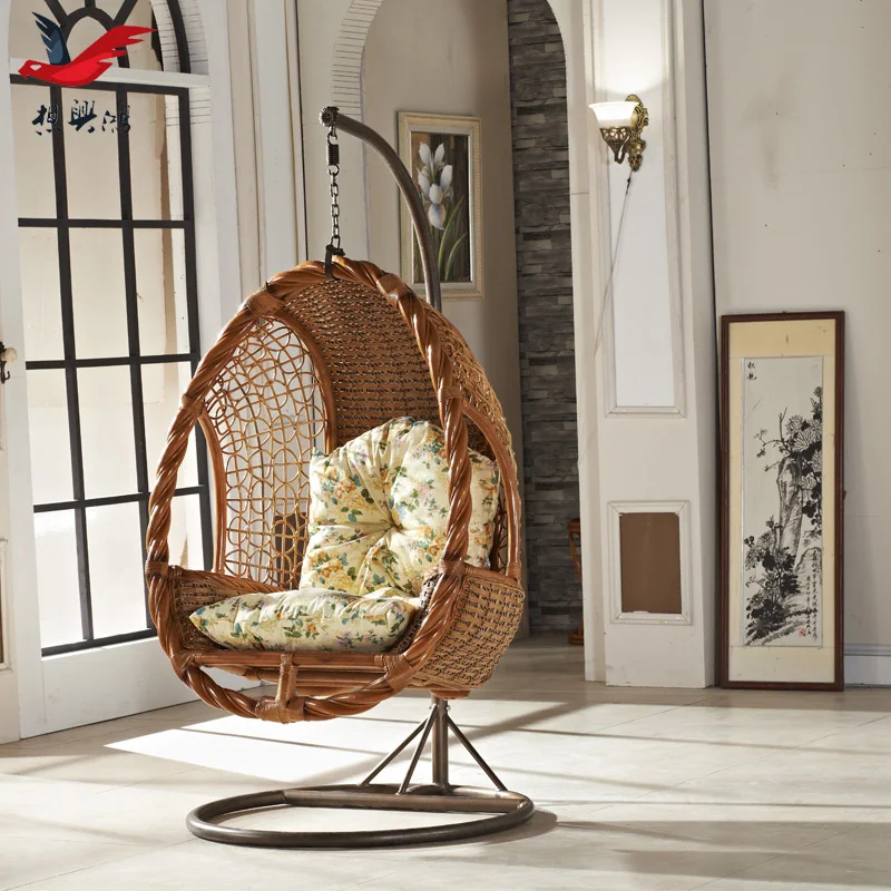 Basket Wicker Rattan Swing Seat Furniture Outdoor Patio Swing Chair Hanging Garden Swing Egg Chair With Stand