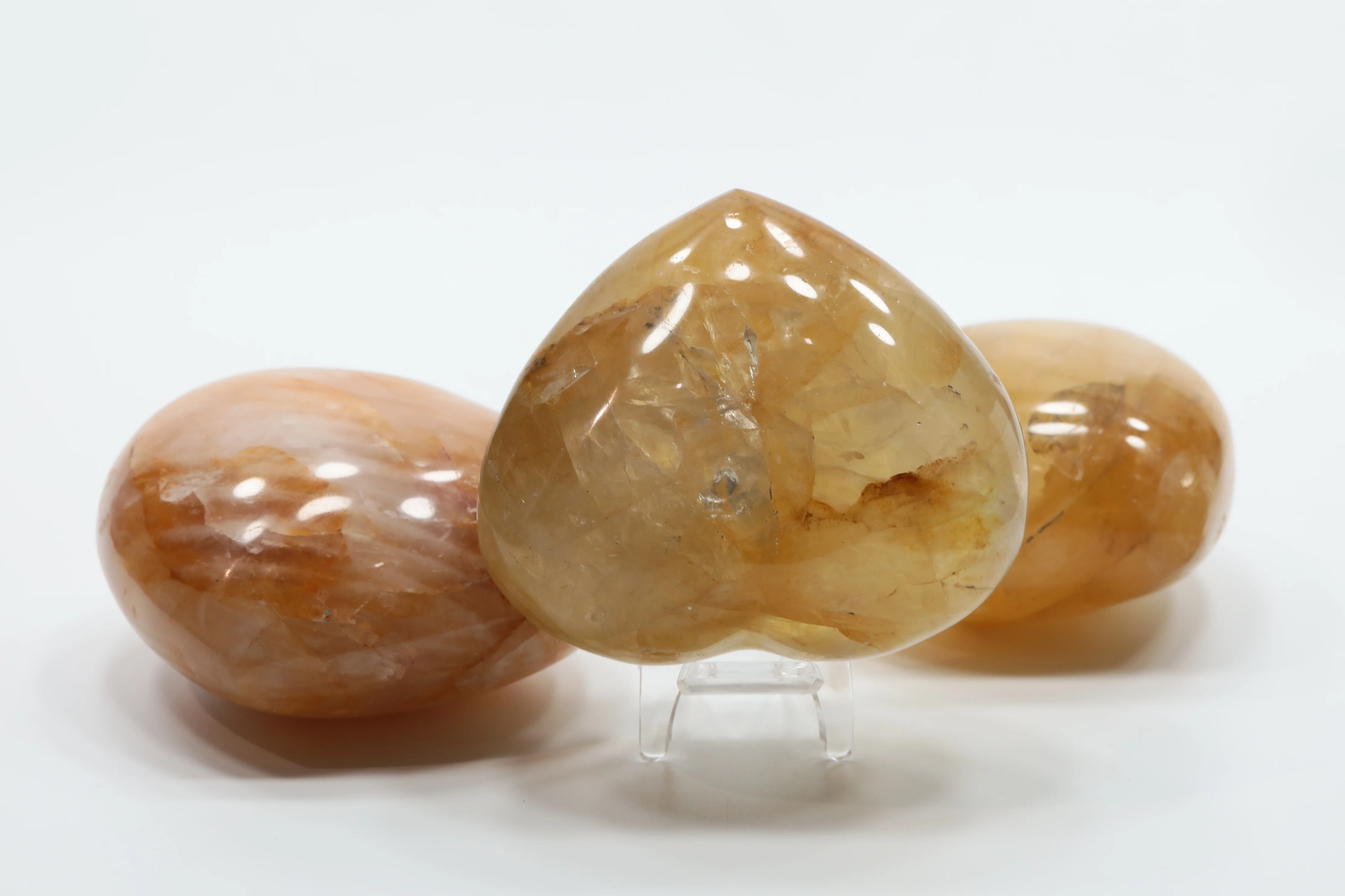 Оптовая торговля желтые hematoid в форме сердца камень Золотая целитель с украшением виде