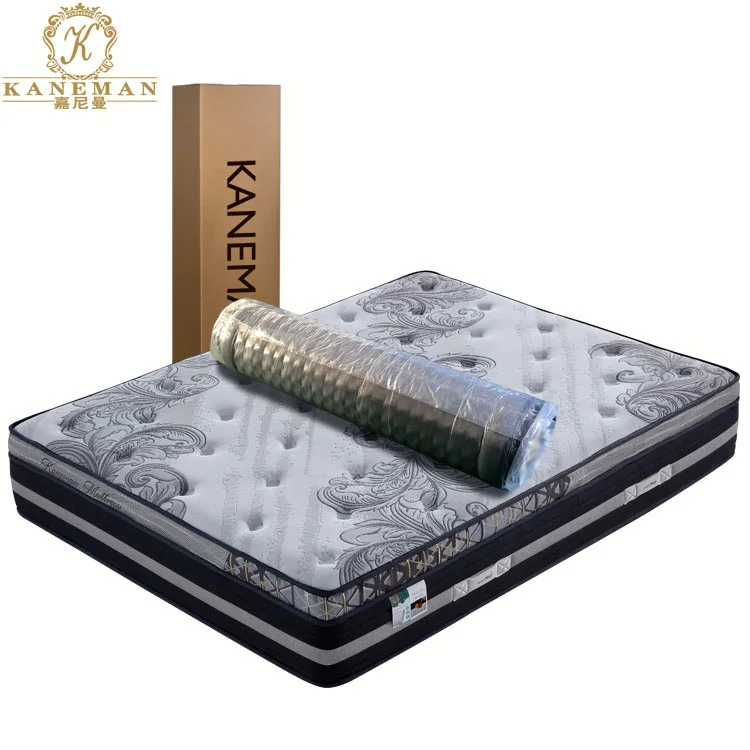 Luxury 7 Zone Pocket Spring Bed Mattress Queen Size Latex Roll Up Mattress In Box Colchon