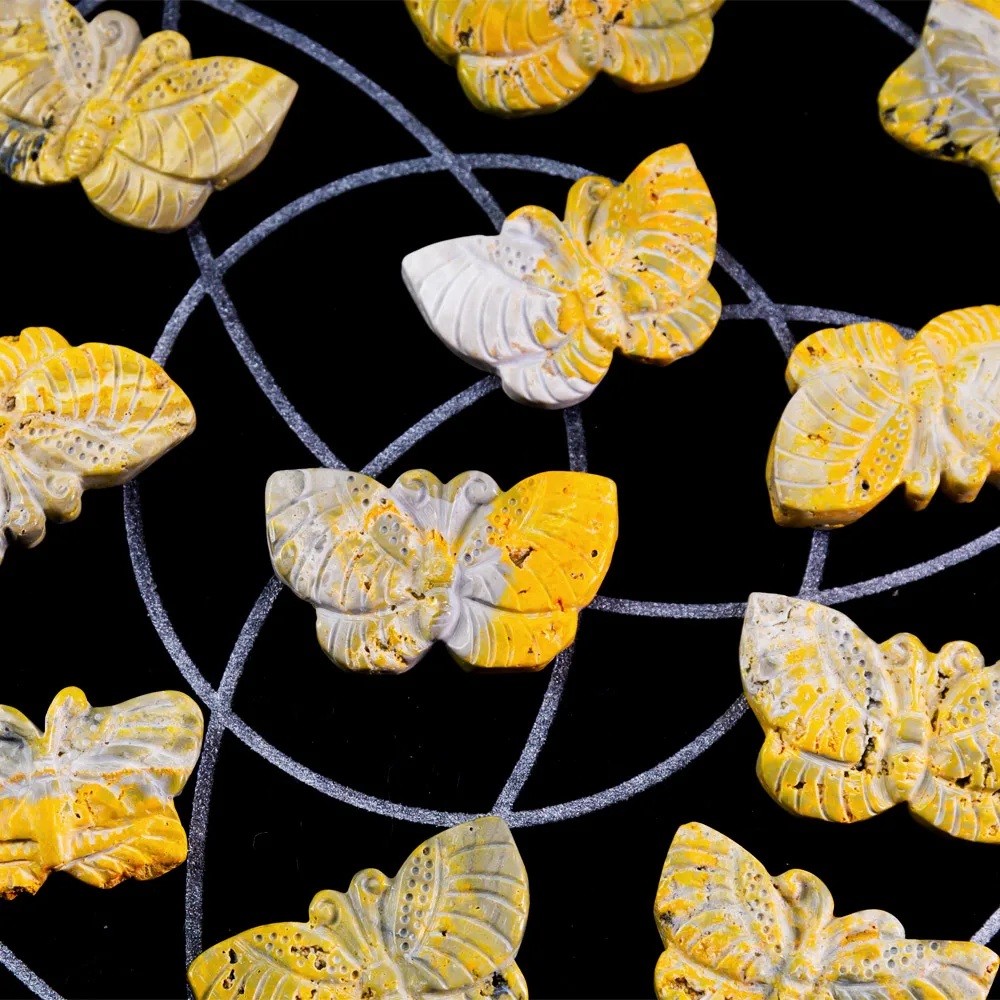 Wholesale natural high quality folk crafts crystals healing stones bumblebees jasper butterfly for home decoration