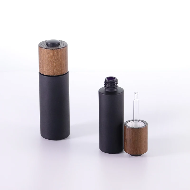 Hot selling Painted Matte Black  Glass Dropper Bottles For Skin Care Essential Oils cosmetic packages and containers