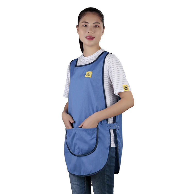 Fashion Comfortable Breathable ESD Tabard Blue Vest Antistatic Waistcoat Clothes Manufacturer Supplying