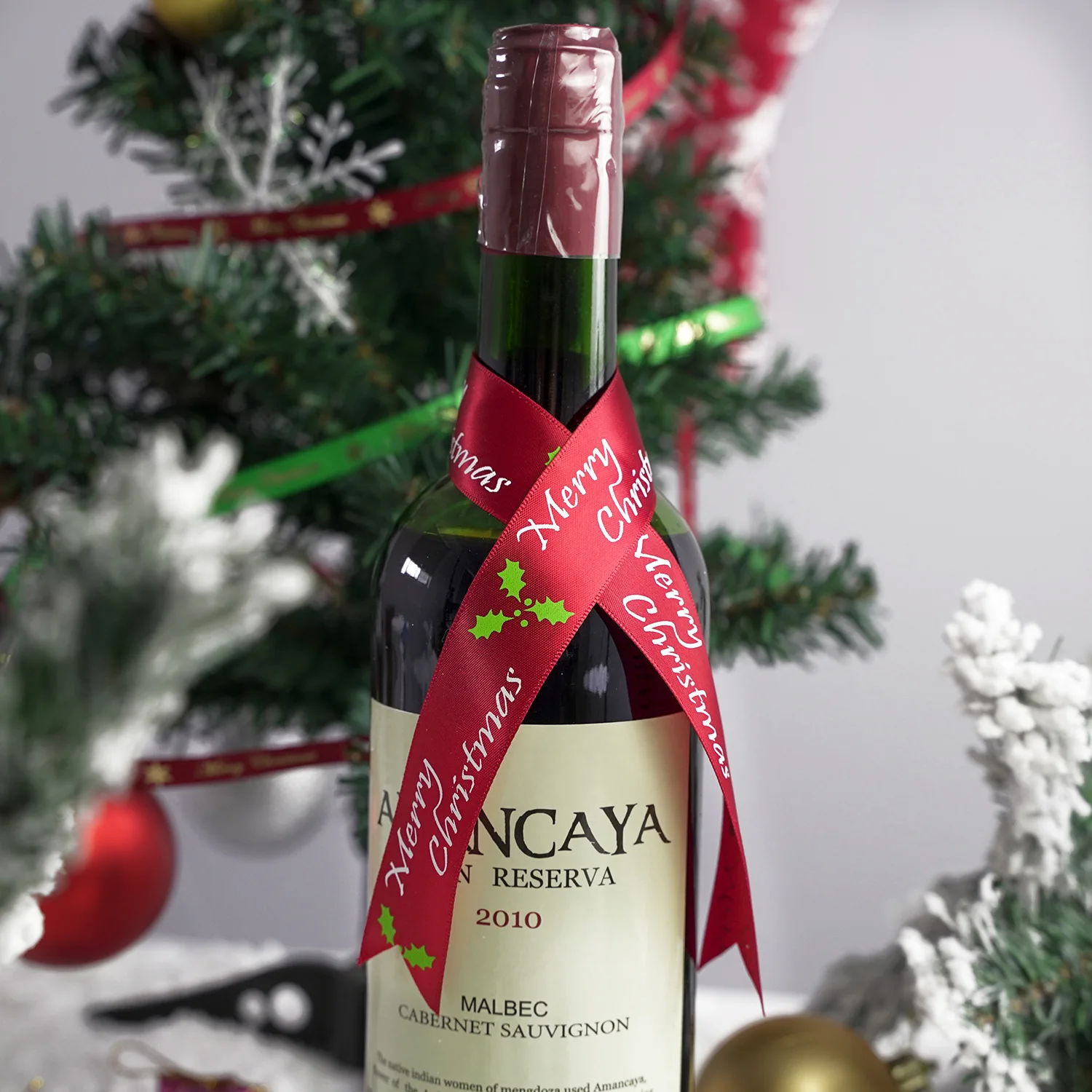 Wholesale Christmas Tree Decoration  White Red Blue Colorful  Bows Gift Wrapping Ribbon navidad ribbon