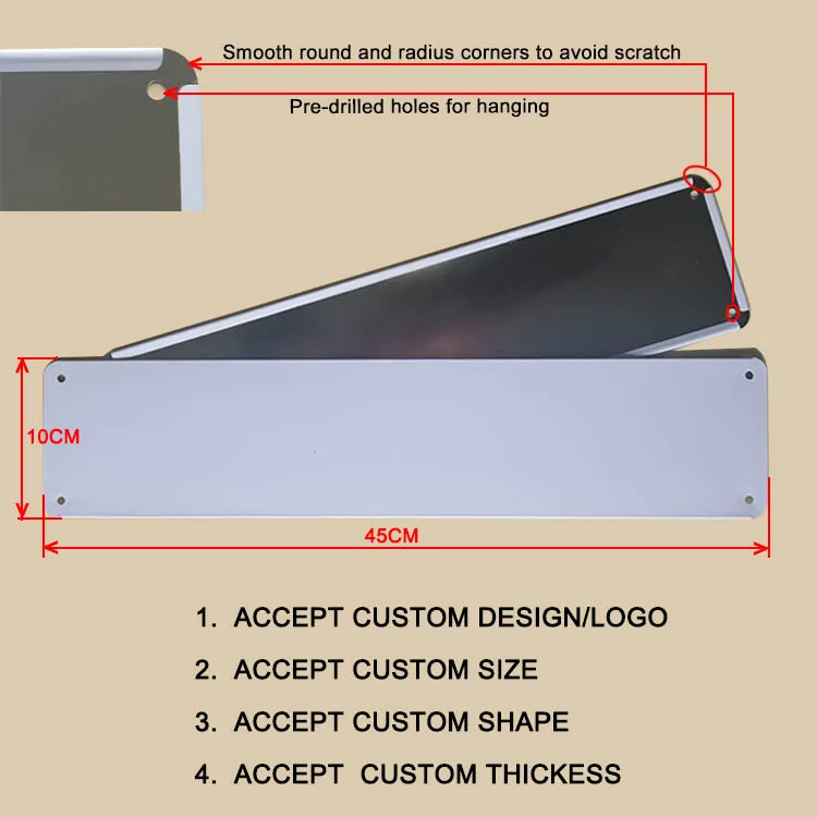 China Factory Wholesale Blank metal sign Customized Metal Poster Embossed Tin Sign Wall Decor different size shape Tin Plate