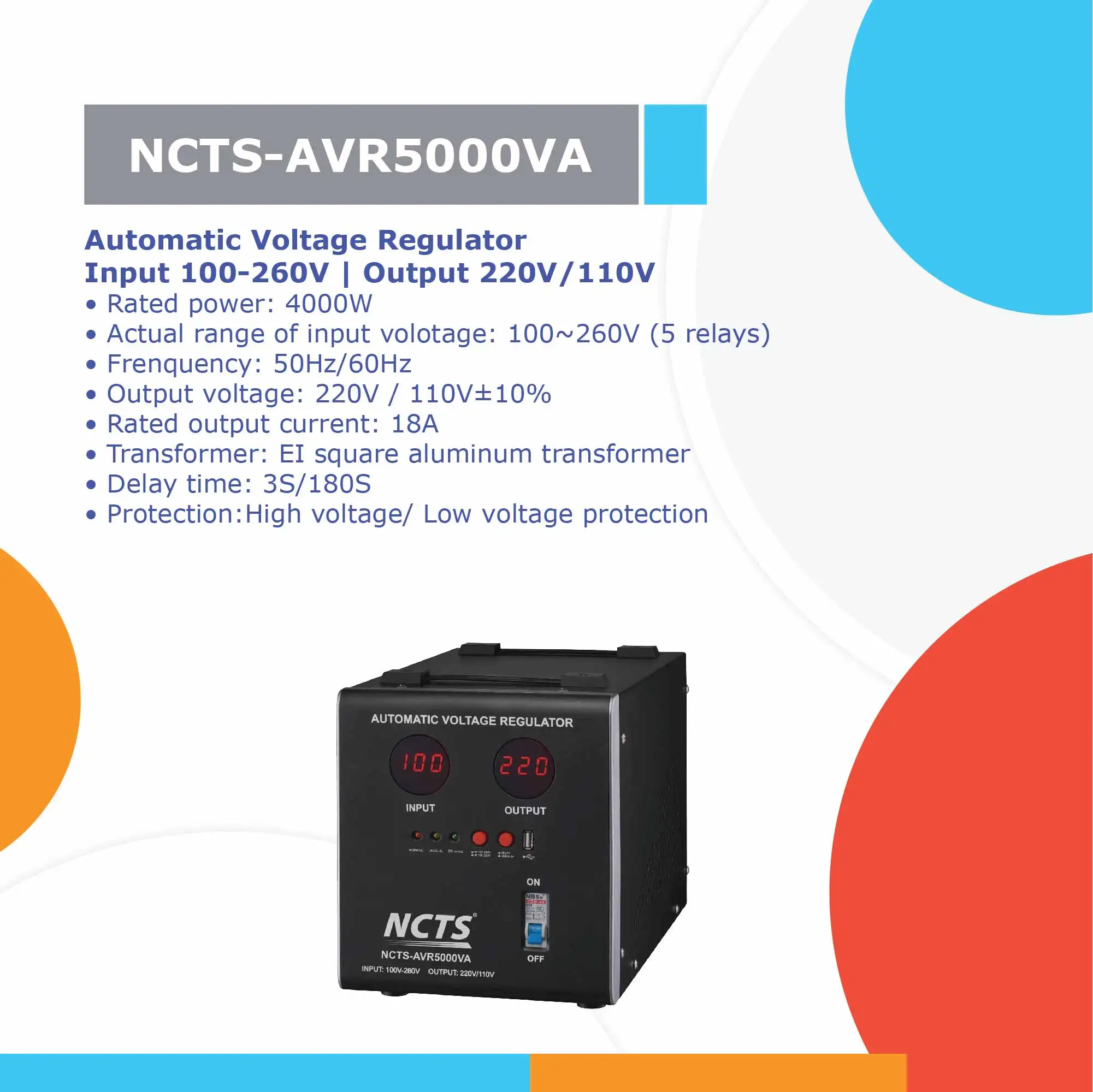 High Quality Wholesale 5000Va Led Display Portable Adjustable Avr Automatic Voltage Stabilizer Regulator