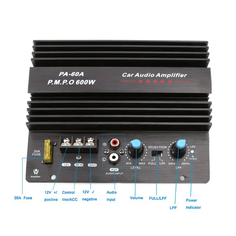 PA-60A 12V 600 Вт динамик Плата усилителя без потерь сабвуфер с басовым модулем высокой мощности автомобильный аудио аксессуары подойдет как для повседневной носки так