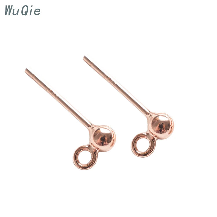 Wuqie Wholesale Finding Earrings 925 Sterling Silver for Jewelry Making Earring Accessories Ball Stud Pin with Jump Ring