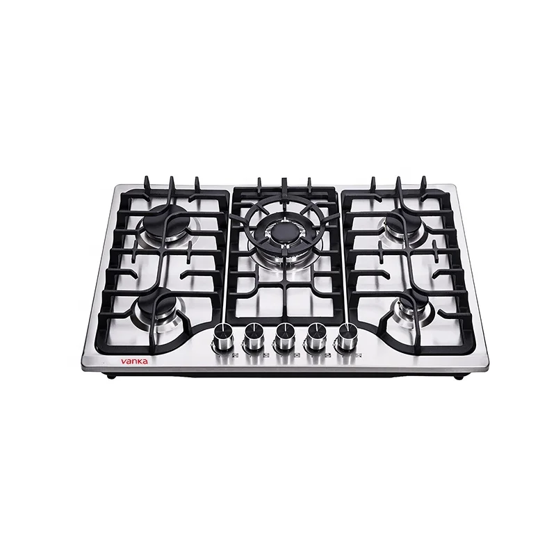 OEM ODM Gas Hob Kitchen Stainless Steel 5 Burner Gas Cooker