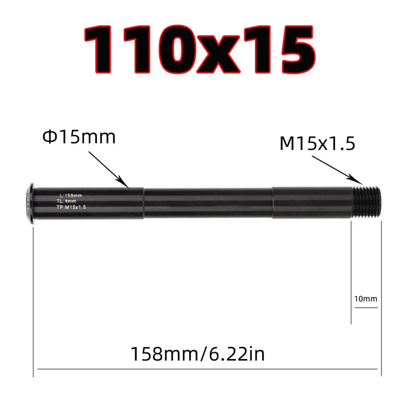 Bicycle Wheel Fork Axle Front Rear Thru Axle Adapter for Road Moutain Bike  QR100x15 QR110X15 For ROCKSHOX Fork  148 158mm lengt