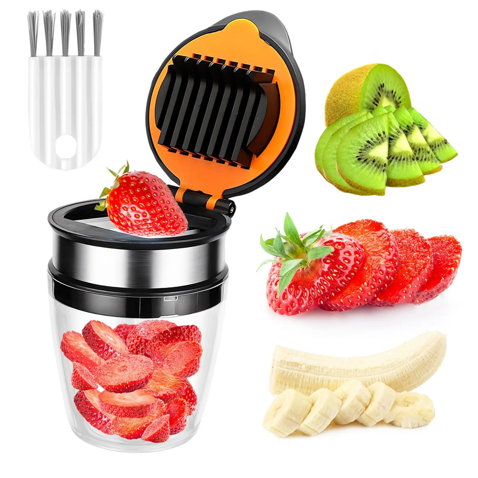 Portable Easy to Carry And Clean Egg Banana Grape Mushroom Kiwi mini Chopper Stainless Steel Mini Fruit Slicer Cup