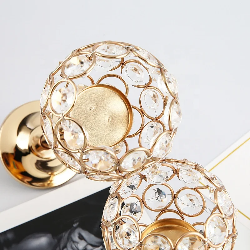 Ourwarm Silver Gold Metal Table Decorations Stand Crystal Candelabra Wedding Centerpieces with Crystal