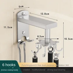 Free Punching Factory Direct Selling Space Aluminum Kitchen 360 Degree Rotating Hook Custom Rails Rack Draining