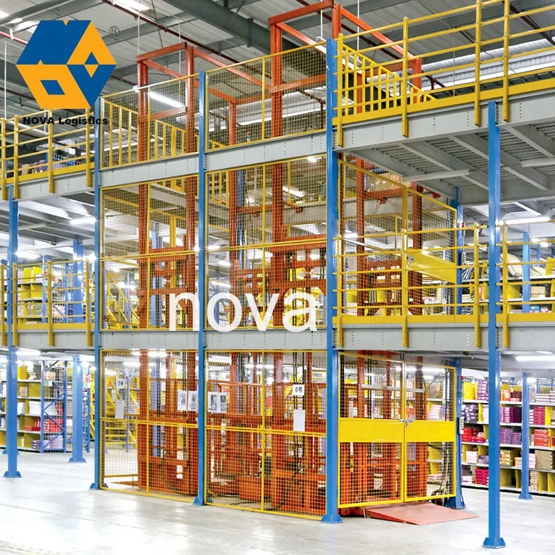 NOVA Prefabricated Steel Structure Warehouse Platform, Raised Storage Multi-level Racking Steel Mezzanine Floor/