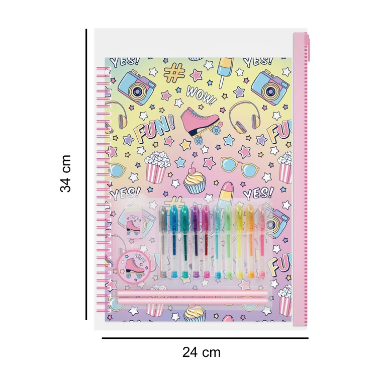 2022 Hot Selling Cute Personalized Donut Design Drawing Tools Set in PVC Bag for girls Stationery Set