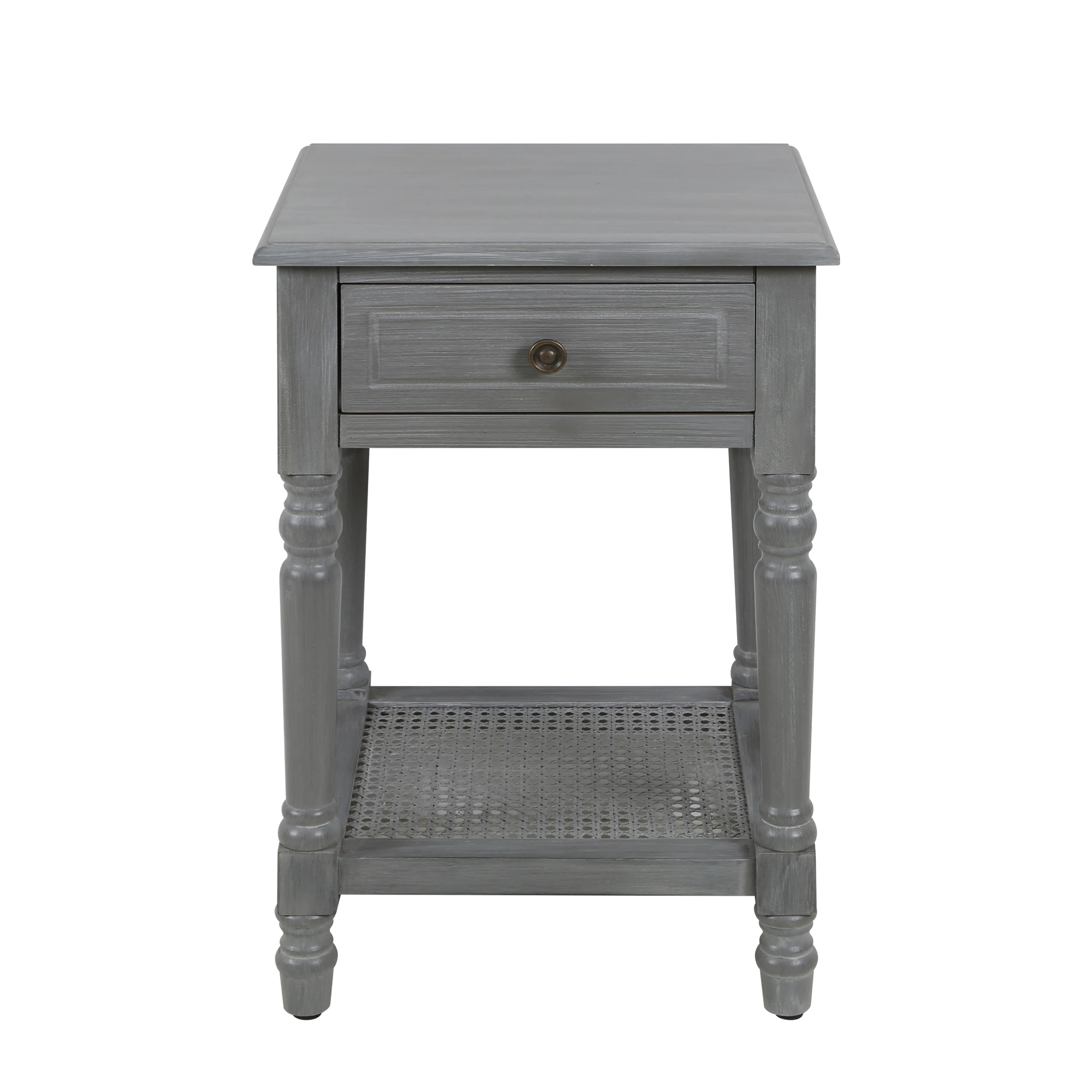 Retro Furniture Wicker Weave Bottom Frame With Drawer Storage Nightstand