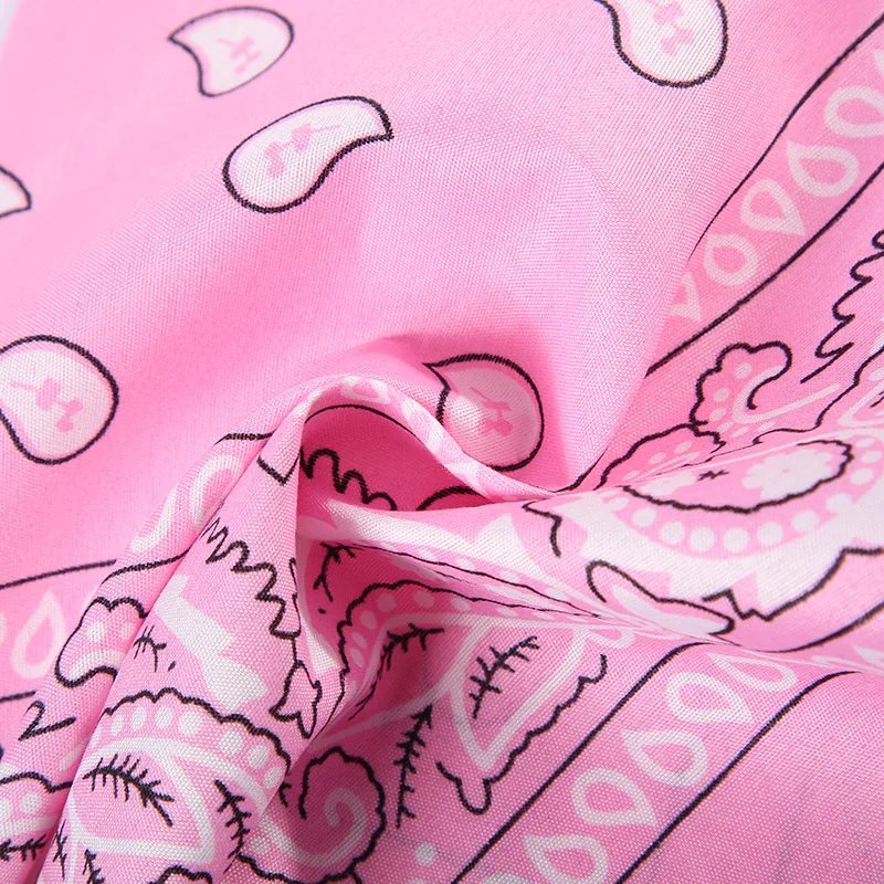 Custom logo fashion paisley print silk scarf headband wholesale fancy face cover top seamless polyester bandana for man women