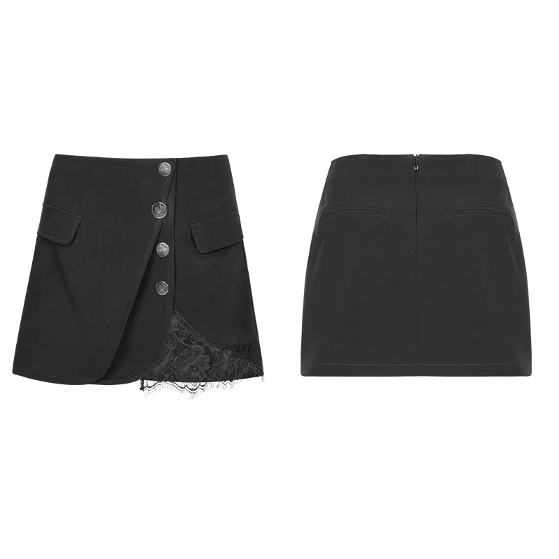 
OPQ-356 PUNK RAVE Black Casual Skirt Denim Skirt PUNK STYLE Trumpet / Mermaid Handsome a Line Lace Women Adults Mini Plus Size 
