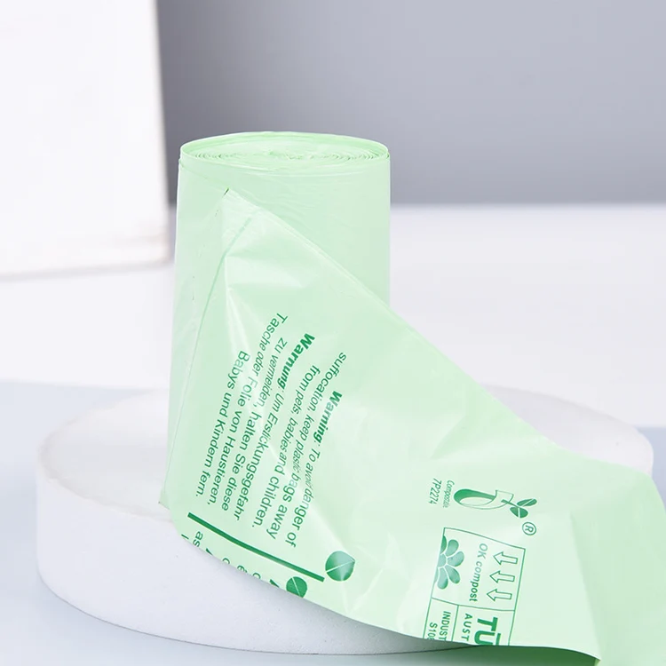 Low MOQ Eco Friendly 100% Biodegradable Cornstarch PLA PBAT Based Bags Garbage Trash Custom Printed Compostable